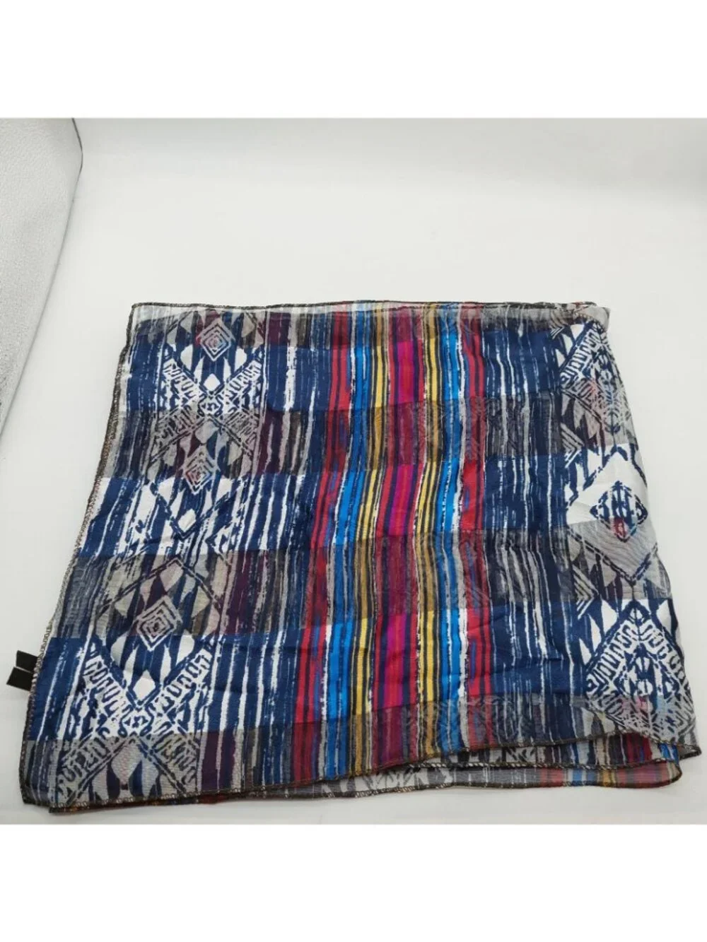 Blue Red Striped Geometric Multi-colored Scarf Rectangle 13